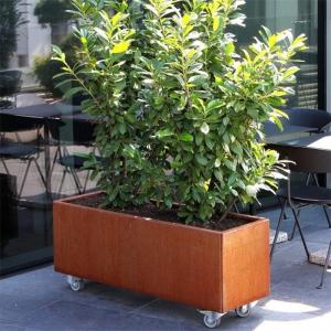 Quality Removable Weathering Steel Corten Trough Planter On Casters Wheels wholesale