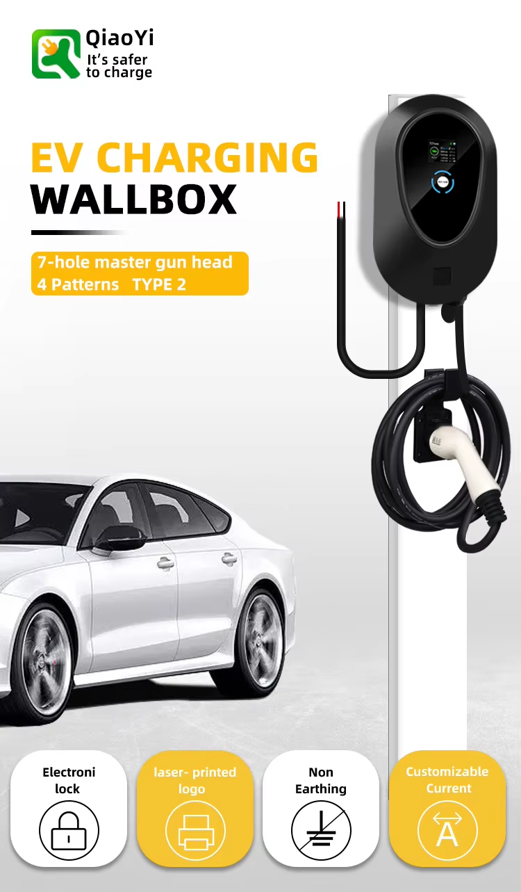 7kw 32a Fast Charger Type2 Portable EV Charger Station With Bluetooth Enabled