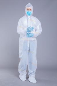 Quality Non Woven Elastic Hood 35GSM Disposable White Overalls wholesale