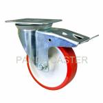 Red Swivel Industrial Caster Wheels 6 Inch Polyurethane Wheel Swivel Top Plate