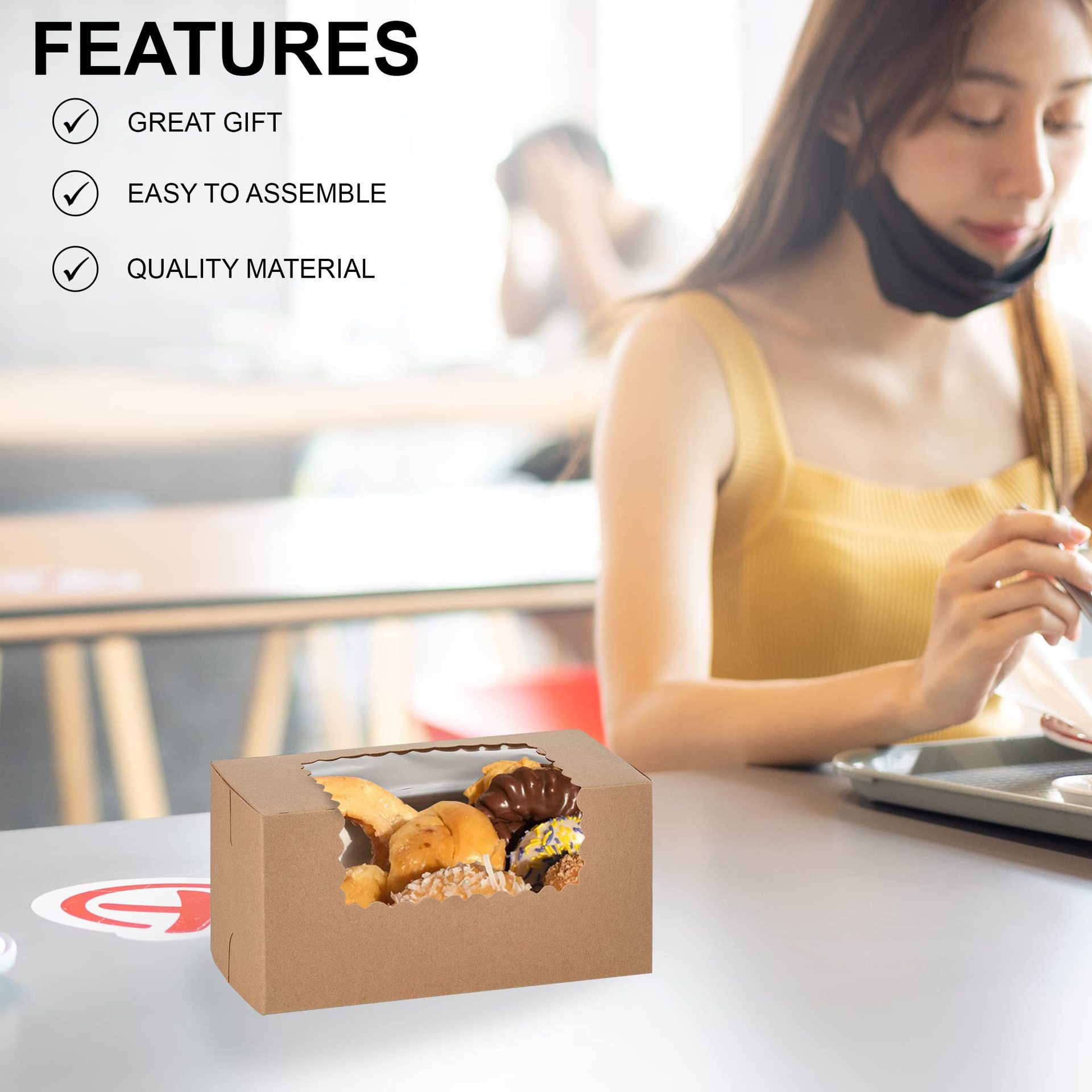Hand Length Handle Bump Process Cake Box for Western Snacks and Bakery Packaging