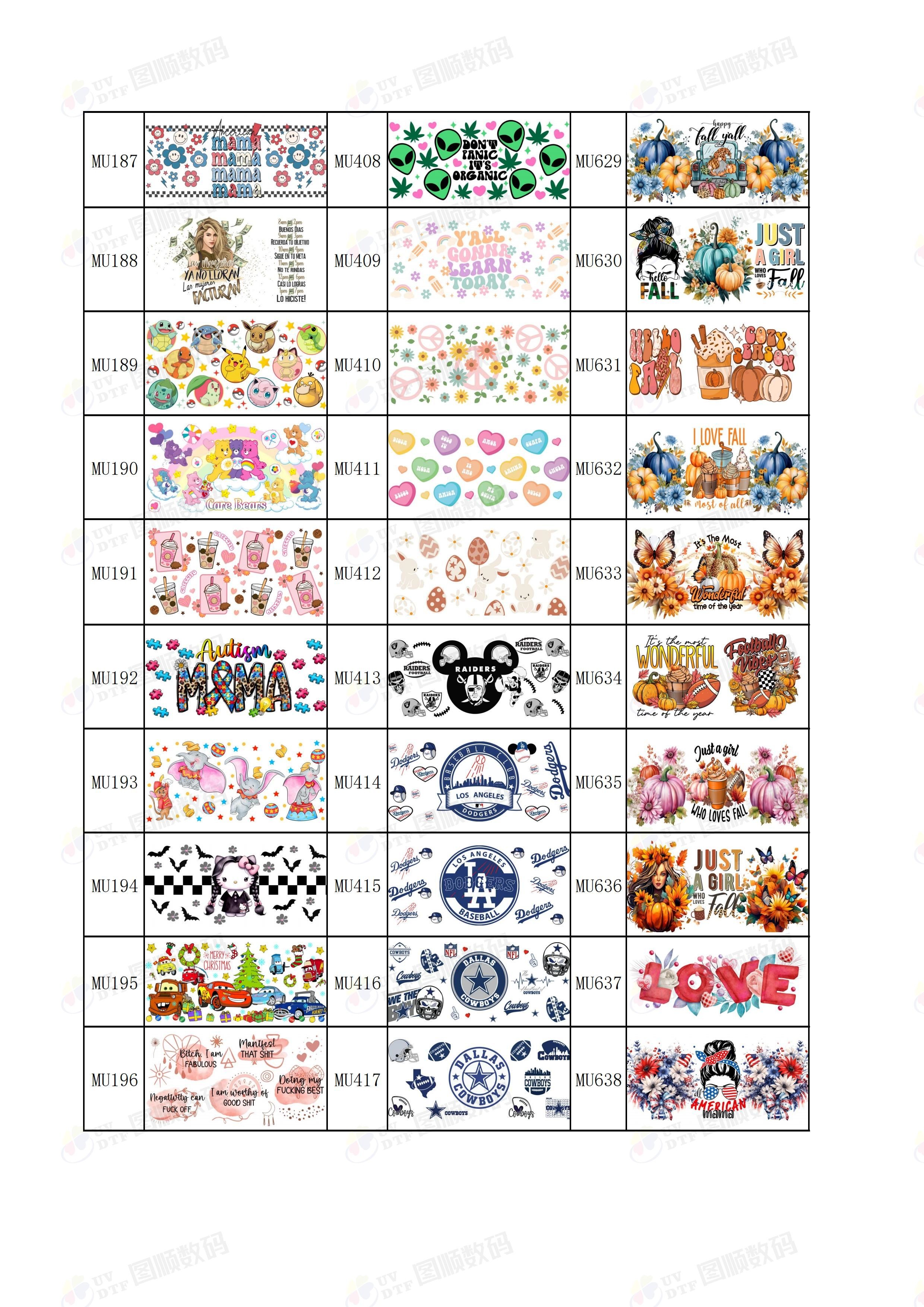 UV DTF Wraps 16oz 20oz 24oz Transfers Cartoon Christmas UV DTF