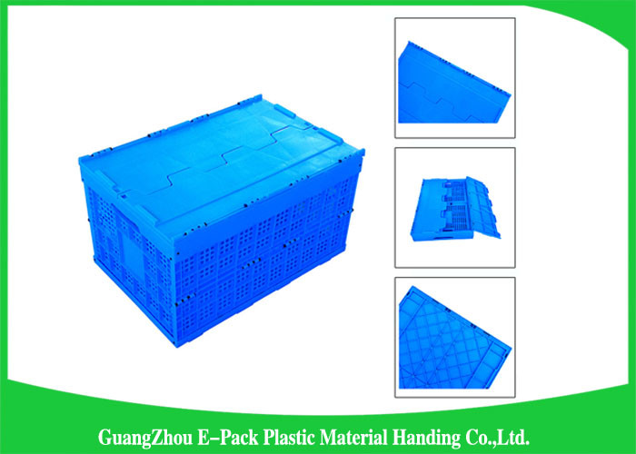 Mesh Collapsible Plastic Containers with Attached Lids / Package Folding Plastic Crates