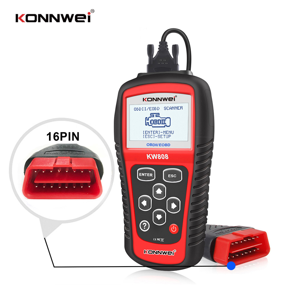 2.8 Inches Kw808 Obd2 Scanner Diagnostic Scan Tool 5 Languages For 12V All Cars