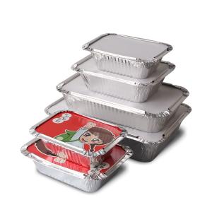 Quality 190*110*45MM Food Packaging Pan Food 500ML Box Trays With Lid Aluminium Disposable Containers Aluminum Foil Container wholesale