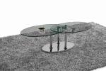 Folding Modern Glass Oval Dining Table Tempered Glass Stainless Steel Frame