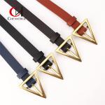 Exquisite Ladies Leather Belt Zinc Alloy Triangle Pin Buckle
