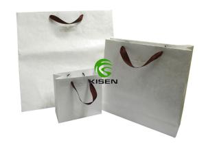 Quality Elegant Luxury Paper Grocery Bags , Easy To Carry Plain Paper Bags With Ribbon Handles wholesale
