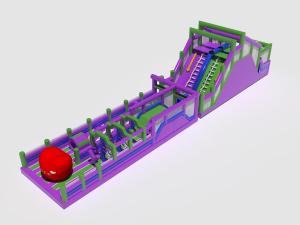 Quality Adult Inflatable Obstacle Course Playground Purple Green Red wholesale