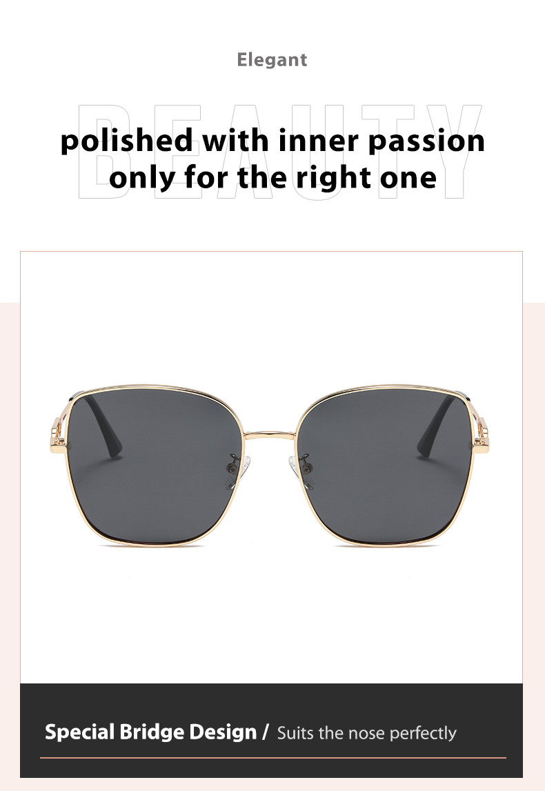 CE Square Ladies Large Sunglasses Metal Frame Flat Top Elastic