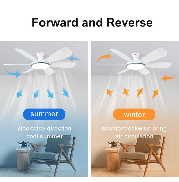 10- DC Remote Control 6 Blades ABS Ceiling Fan with LED Light Source and Consumption