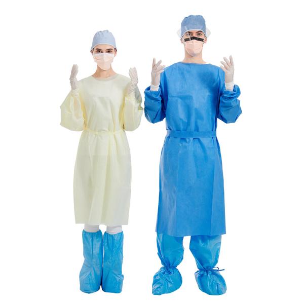 50g Blue Disposable Hospital Surgical Gowns , Level 2 Yellow SMMS Waterproof
