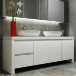 Modern Burnished Solid Wooden Bathroom Cabinet with Acrylic Door Panel and