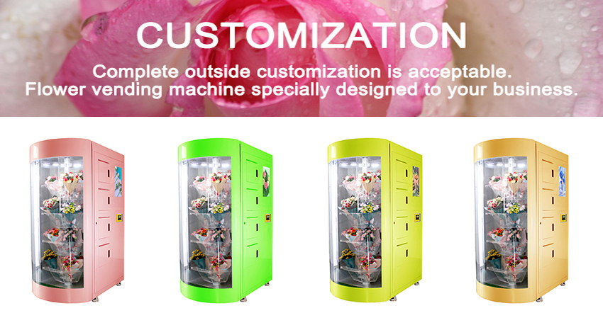 High-End Flower Vending Machine for Selling Bouquets with Transparent Glass Window and Cooling System Smart Vending