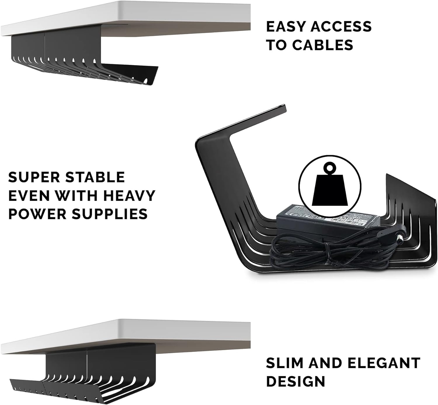 Carbon Steel Cable Tray Holder Desk Organizer for Under Desk Table in Home Office