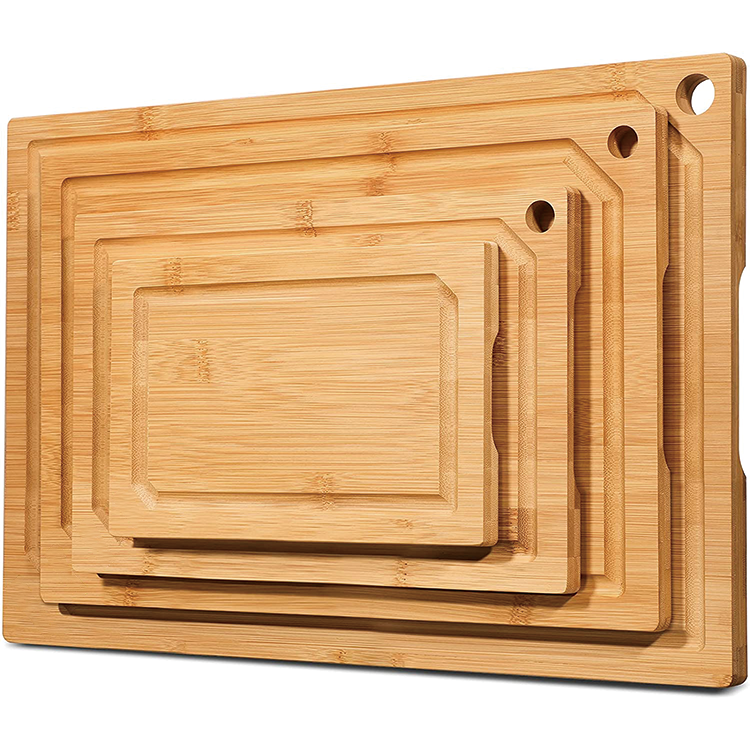 Thick Bamboo Chopping Cutting Board Butcher Block With Juice Groove Custom 38.1x25.4x1.5cm