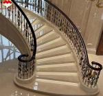 Modern Polished Beige Marble Stairs for Hotels and Villas Graphic Design