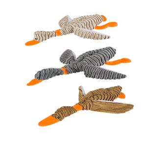 Quality Grey Beige Squeaky Dog 25cm Duck Plush Toys/pet toys wholesale