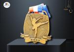 Antique Finishing Stock Medals 3D Effect With Dancing Girl Woven Ribbon