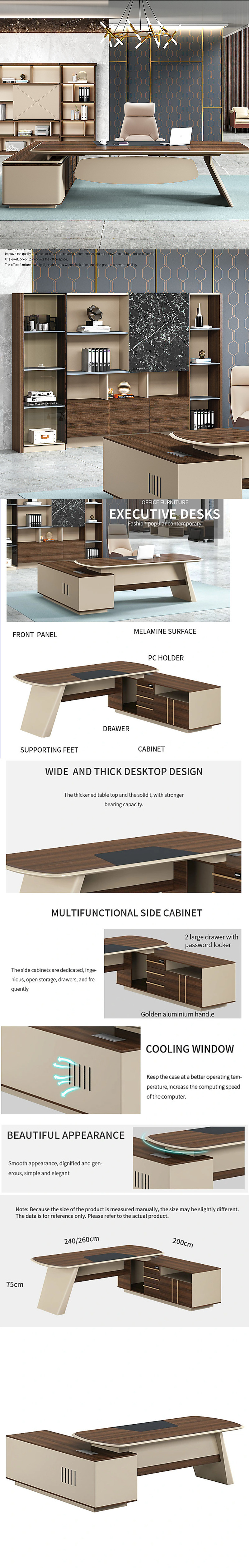 Stylish and Functional Executive Desk for Busy Professionals in Large Office