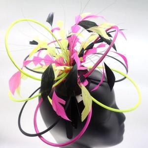 Quality 15x30cm Feather Fascinator Headband , Stripped Coque Flower Feather Headband wholesale