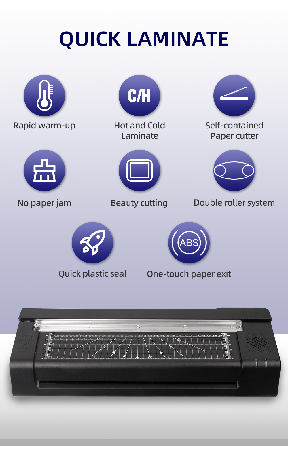 Cold Hot 13 Inch Desktop Laminating Machine 4 in 1 Thermal Laminator With Paper Trimmer Punch Corner Rounder