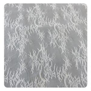 Quality Wedding Dress Chantilly Lace 150x300cm / pc , Ivory Floral Fabric Scalloped Edged wholesale