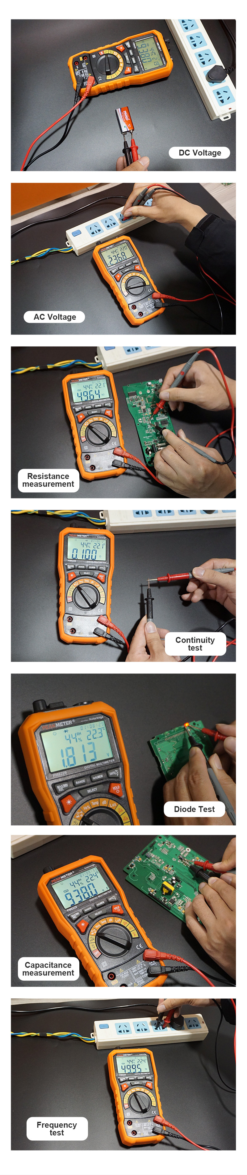 Multifunctional Auto Range Digital Multimeter Sound Level Relative Value Measurement