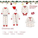 Christmas baby cotton printing dress outfits infant ruffle tops kids clothes