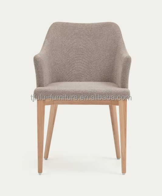 Hotel Restaurant Furniture Natural Color Upholstered Solid Wood Dining Chairs