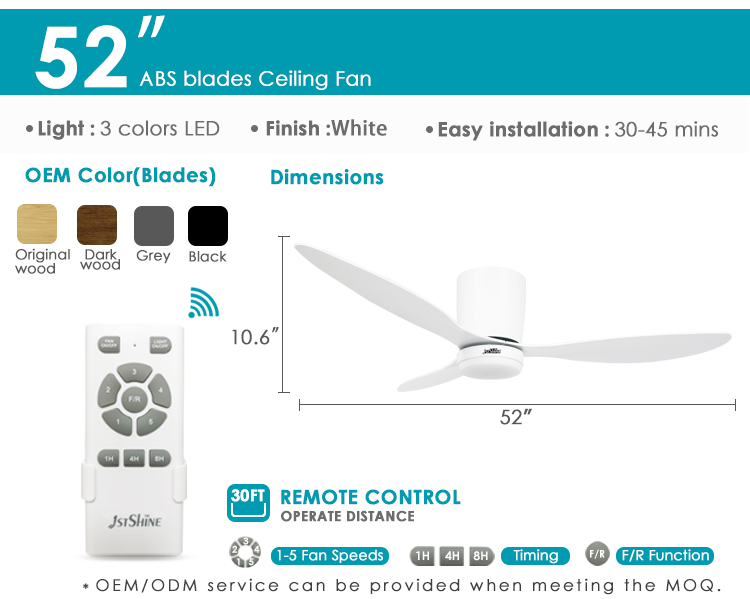 52 Inch/OEM LED Ceiling Fan The Perfect Space Saving Solution for Small Rooms