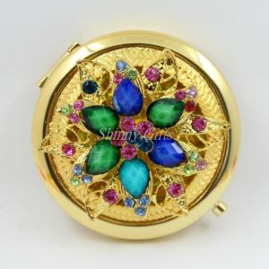 Quality Shinny Gifts Gold Plating Metal Round Shape Cosmetic Mirror wholesale