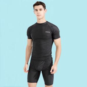 Quality Sharkskin Males Wearing 2 Piece Swimsuits Boxer Mens Two Piece Swim Sunscreen wholesale