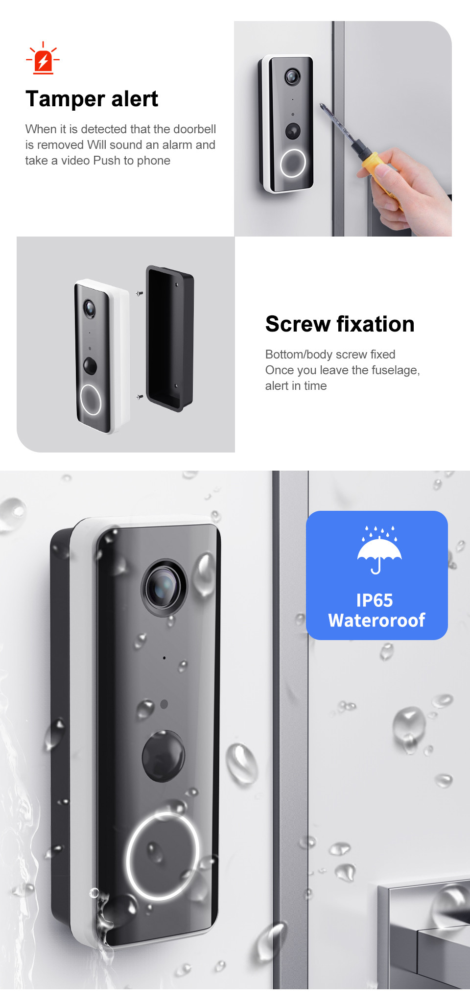 1080p Wifi Doorbell Camera Two Way Intercom With Chime