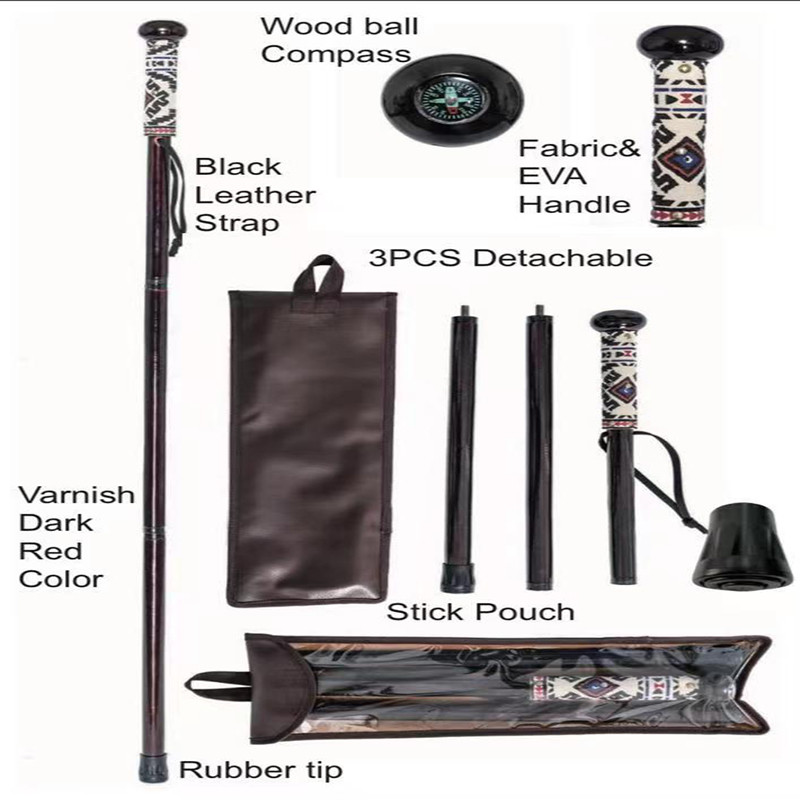 Outdoor Peach Wood Walking Cane , Straight Handle Wooden Walking Stick For Old Person
