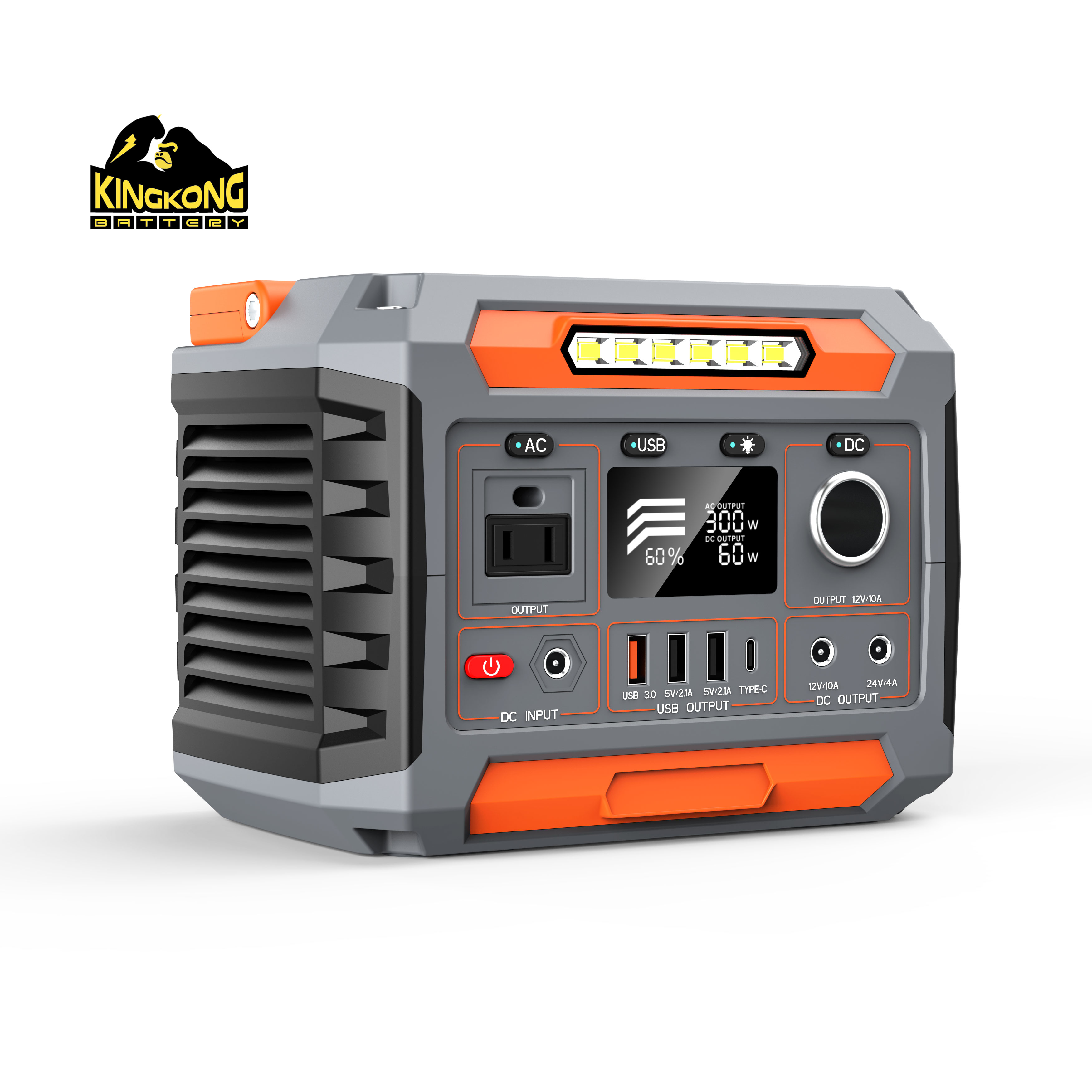 1x AC Pure Sine Wave Output Solar Power Supply with Flashlight and Lithium Ion Battery