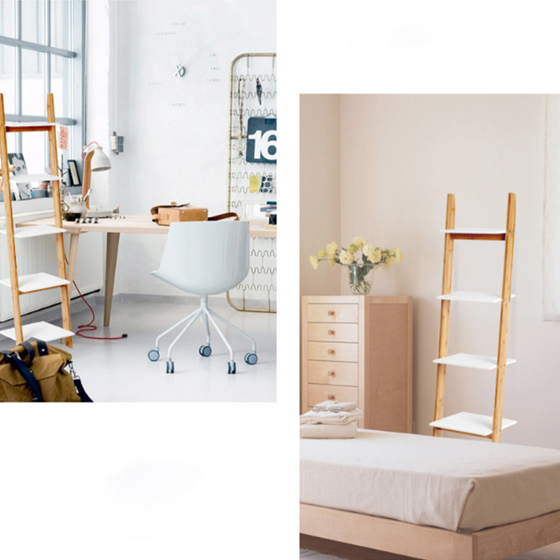 5 Floor Inclined Ladder Wall Shelf for BAMBOO Living Room Bathroom Kitchen Decoration