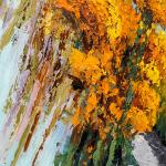 Hand Painted Oil Canvas Painting Golden Flowers Modern Colorful Decoration Wall
