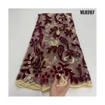 high quality tulle lace with velvet lace fabric flower embroidered with sequins