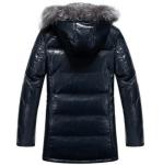 Cool Winters Hooded Anorak Jacket With Fur Hood , Mens Padded Leather Jacket