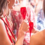 ODM Shatterproof Red Plastic Champagne Glasses For Trade Show