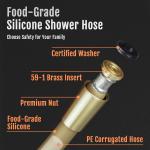 Food-Grade Silicone Shower Hose Attachment for Handheld Shower Head, Kink-Free