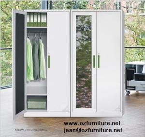 Quality Two door steel locker FYD-G009 with mirror,green recessed handle,KD stucture wholesale