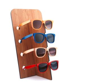 Quality Natural Bamboo Sunglass Display Fixtures Five Pair Sunglass Holder For Wall wholesale