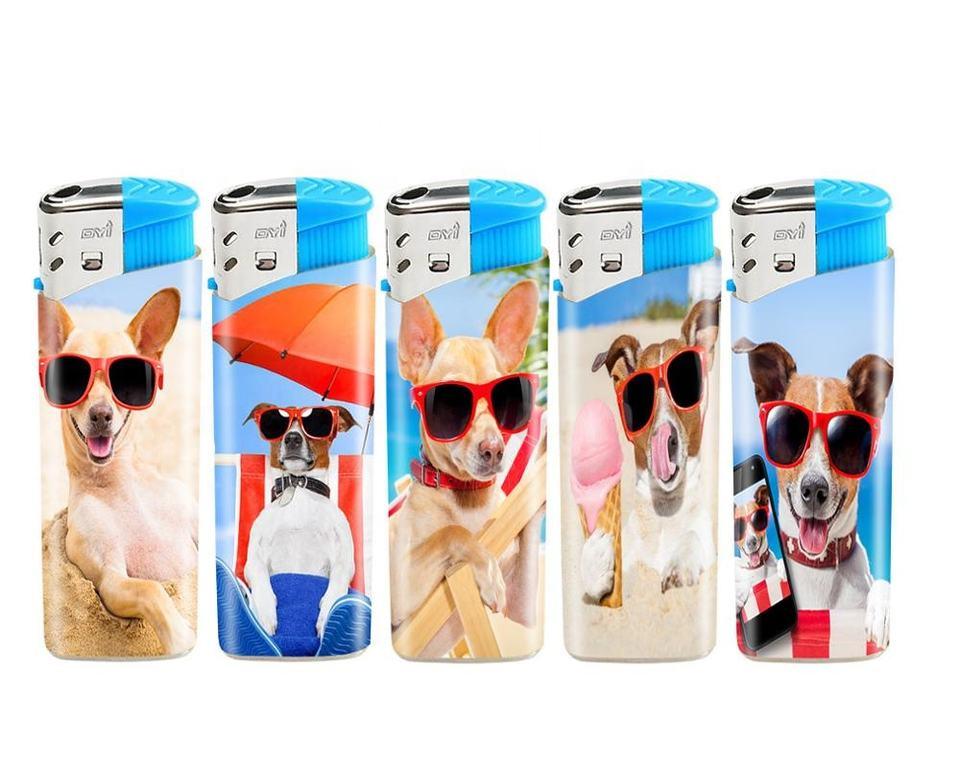 Promotional Dy-026 Cartoon Figure Label Camping Electronic Gas Lighter