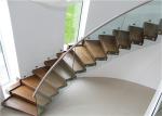 Wooden Treads Curved Staircase Building Curved Stairs With Laminated Tempered