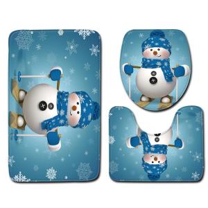 Quality Snowman Christmas Bath Mat Set Anti Skid Restroom Mat Set wholesale