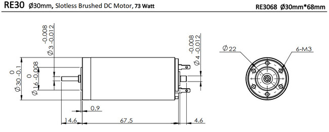High Precision Brushed DC Motor 73 Watt 7760rpm 30mm 48V Electric DC Motor for Automotive