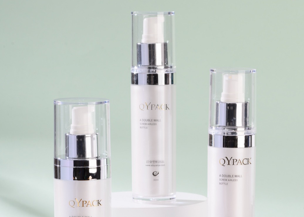 Golden Empty Serum Bottles For Eyes Double Wall Lotion Bottle With Transparent Lid