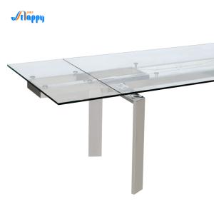 Quality Euro Style Extendable Tempered Glass Dining Tables 900mm For Indoor Usage wholesale